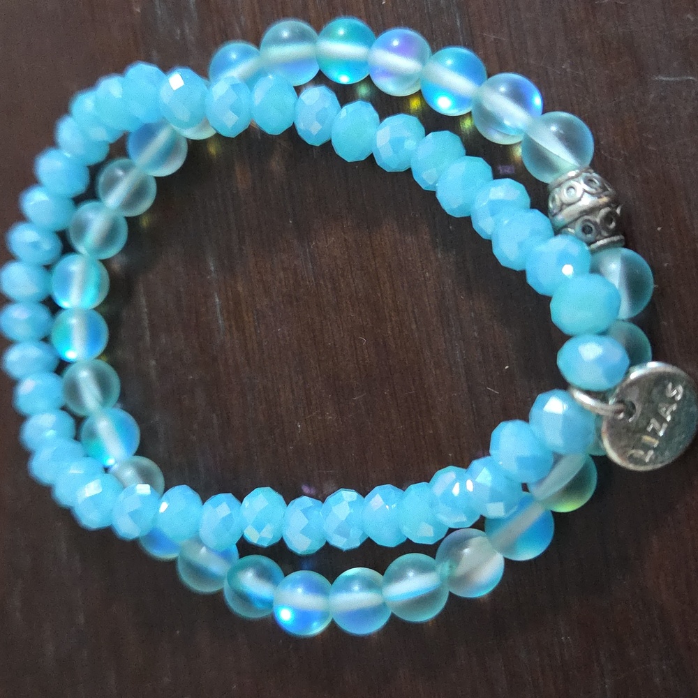 Dazzling Blue and Silver Beaded Bracelet Set